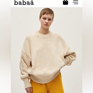 Babaa Cream Oversized Crew Neck Sweater